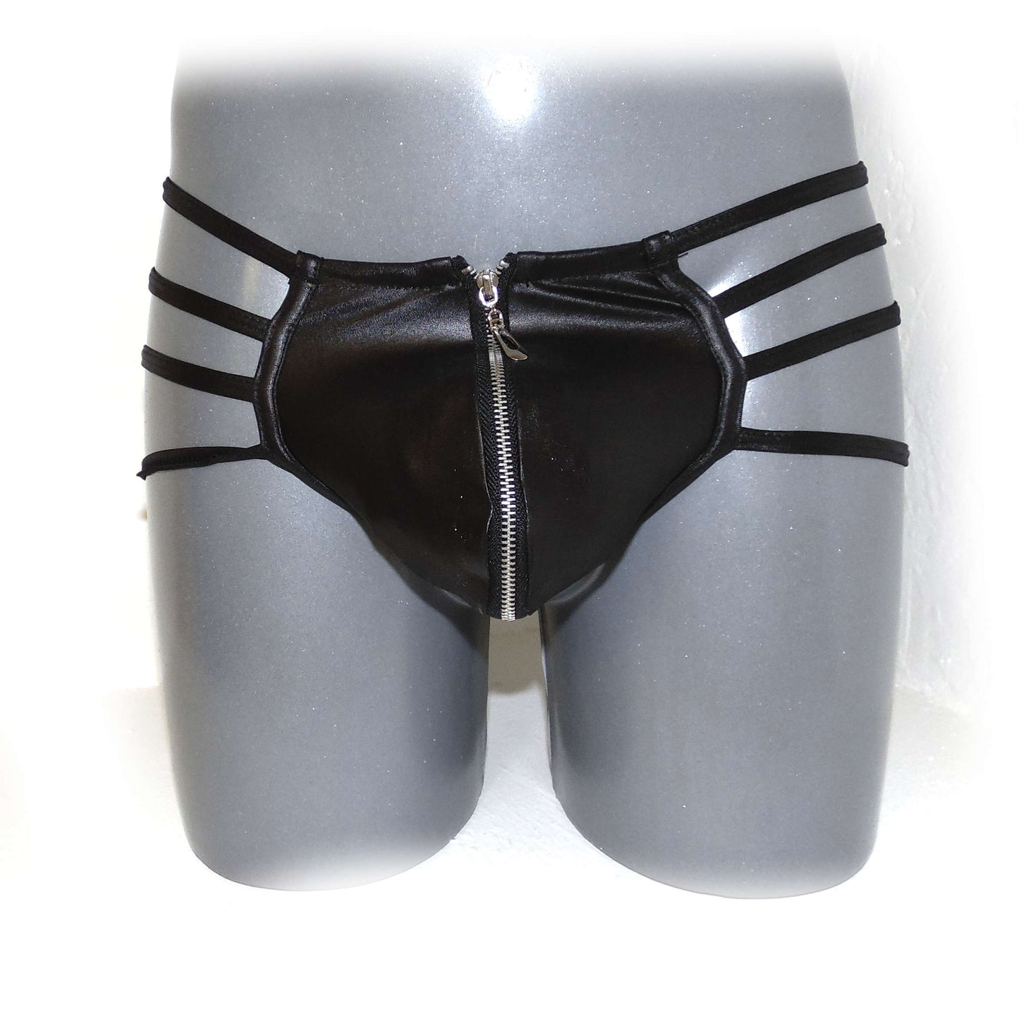 Mens Synthetic Leather Sexy Zipper Panties