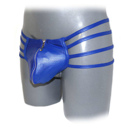 Mens Synthetic Leather Sexy Zipper Panties