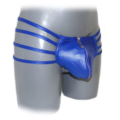 Mens Synthetic Leather Sexy Zipper Panties