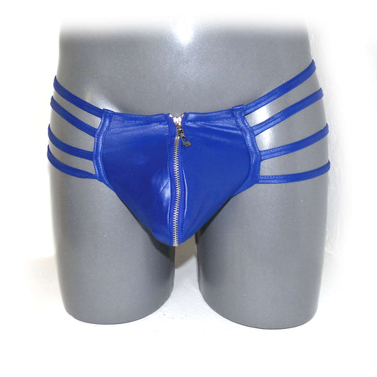 Mens Synthetic Leather Sexy Zipper Panties