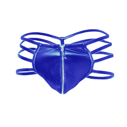 Mens Synthetic Leather Sexy Zipper Panties