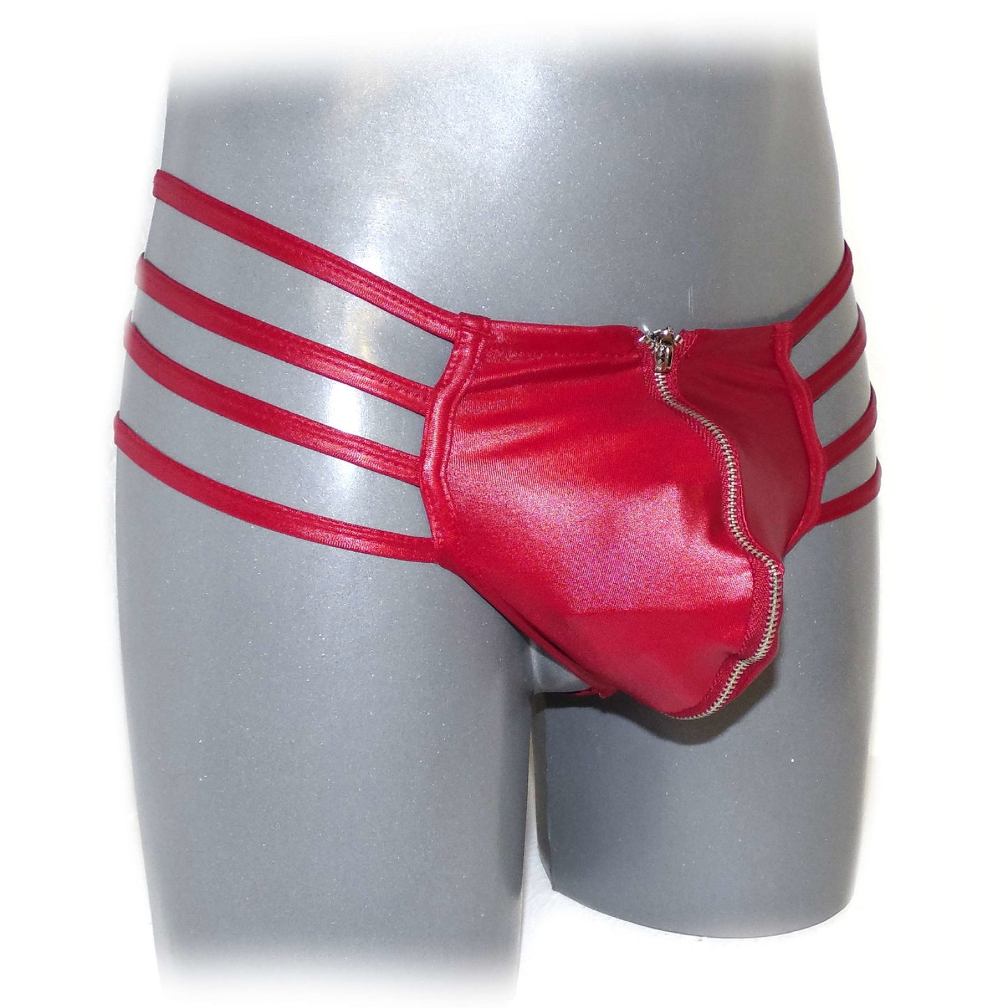 Mens Synthetic Leather Sexy Zipper Panties