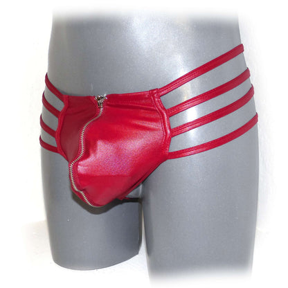 Mens Synthetic Leather Sexy Zipper Panties
