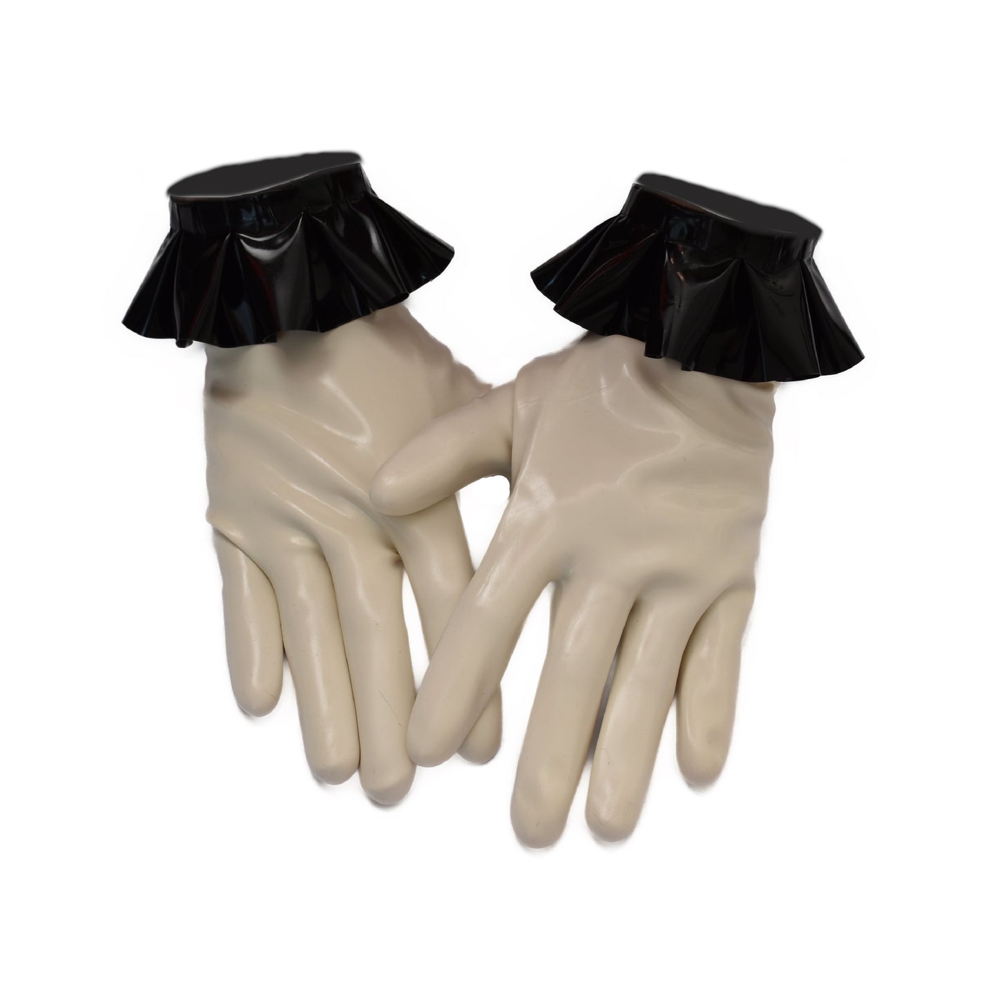 Latex gloves with ruffles, handmade