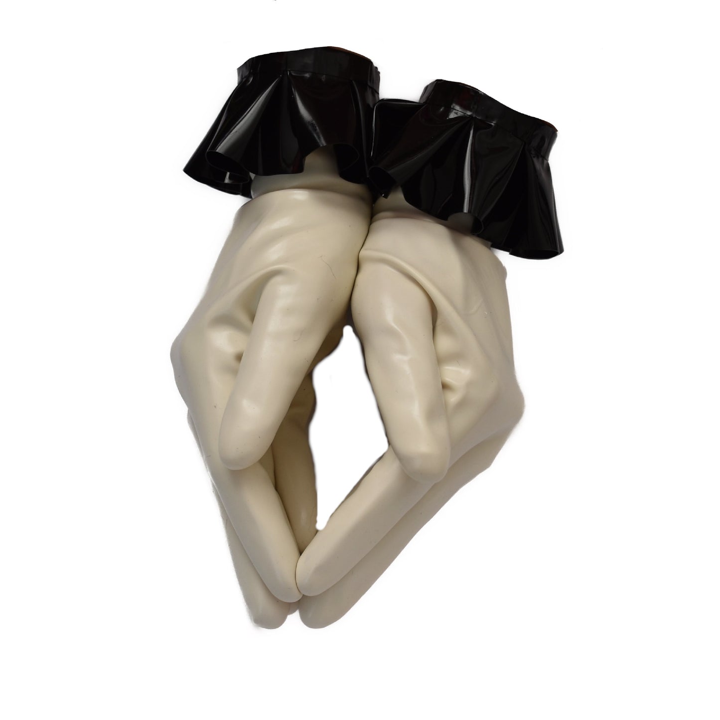 Latex gloves with ruffles, handmade
