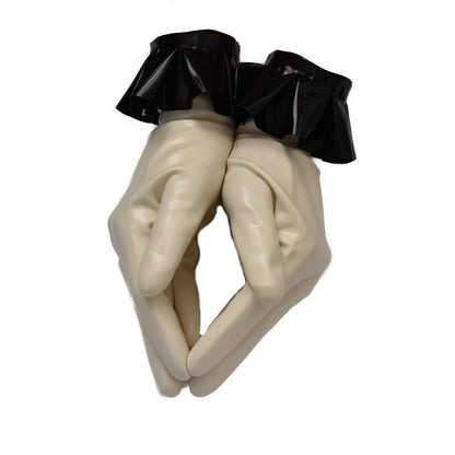 Latex gloves with ruffles, handmade