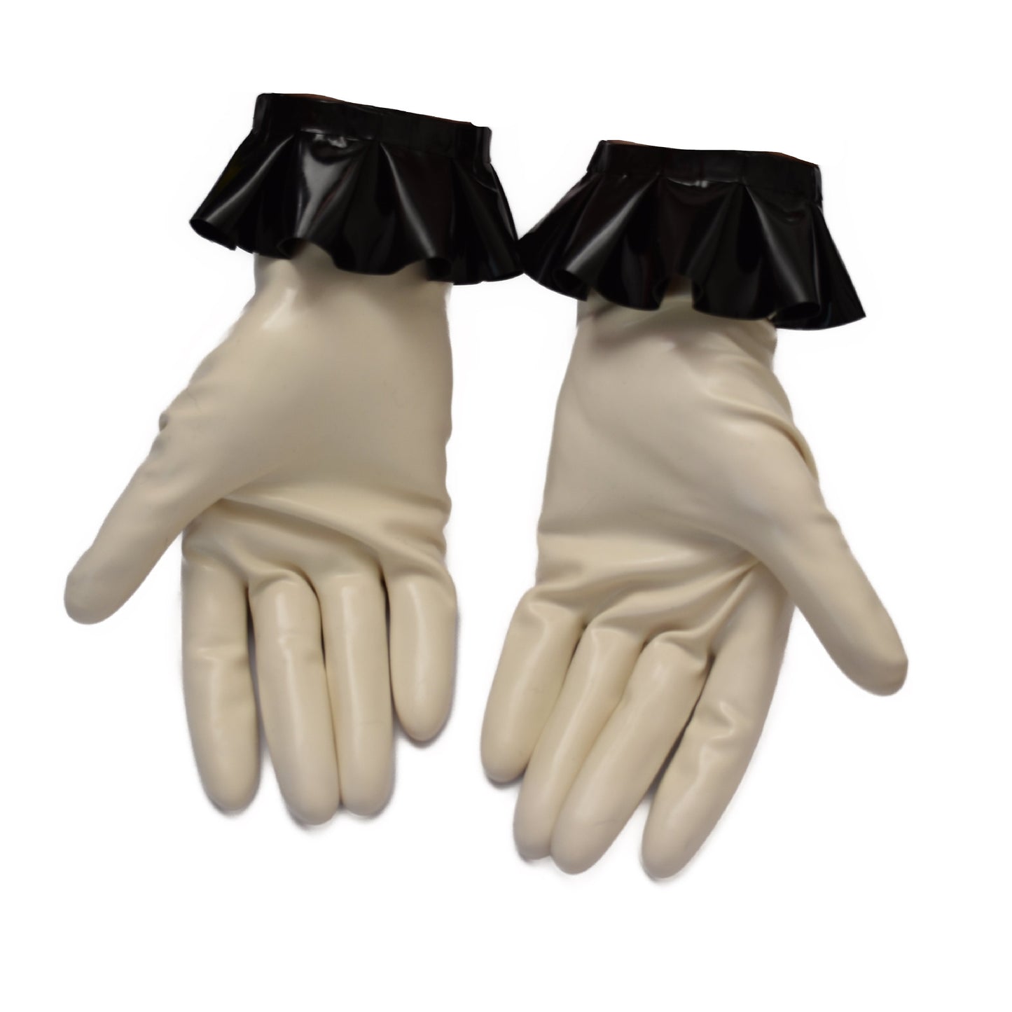 Latex gloves with ruffles, handmade