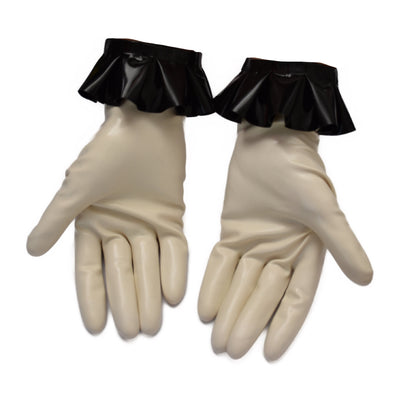 Latex gloves with ruffles, handmade