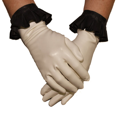 Latex gloves with ruffles, handmade