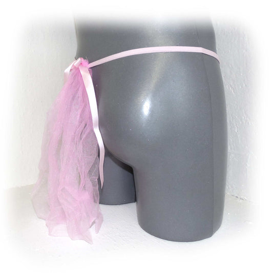 Lace Floral Low Rise Sissy Strings Pouch Veil with Satin