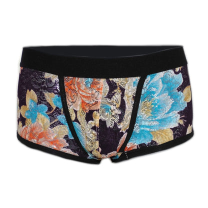 Comfortable fancy lace men's boxer shorts