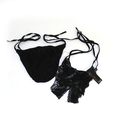 Set of transparent thongs and strings for couples, tie-on style
