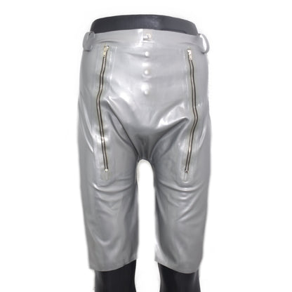 Latex Shorts mit Doppel-Reißverschluss/Innenbeutel Druckknöpfe