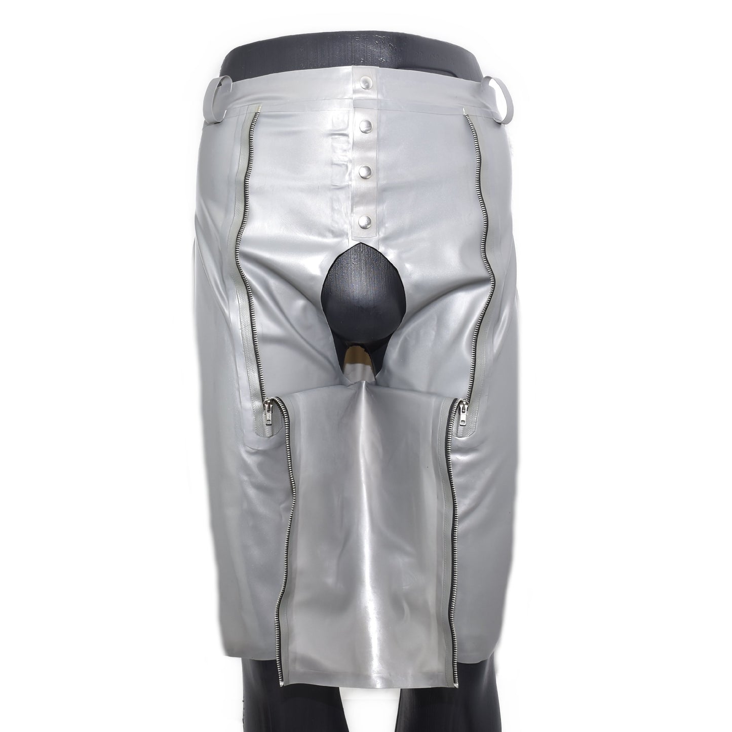 Latex Shorts mit Doppel-Reißverschluss/Innenbeutel Druckknöpfe