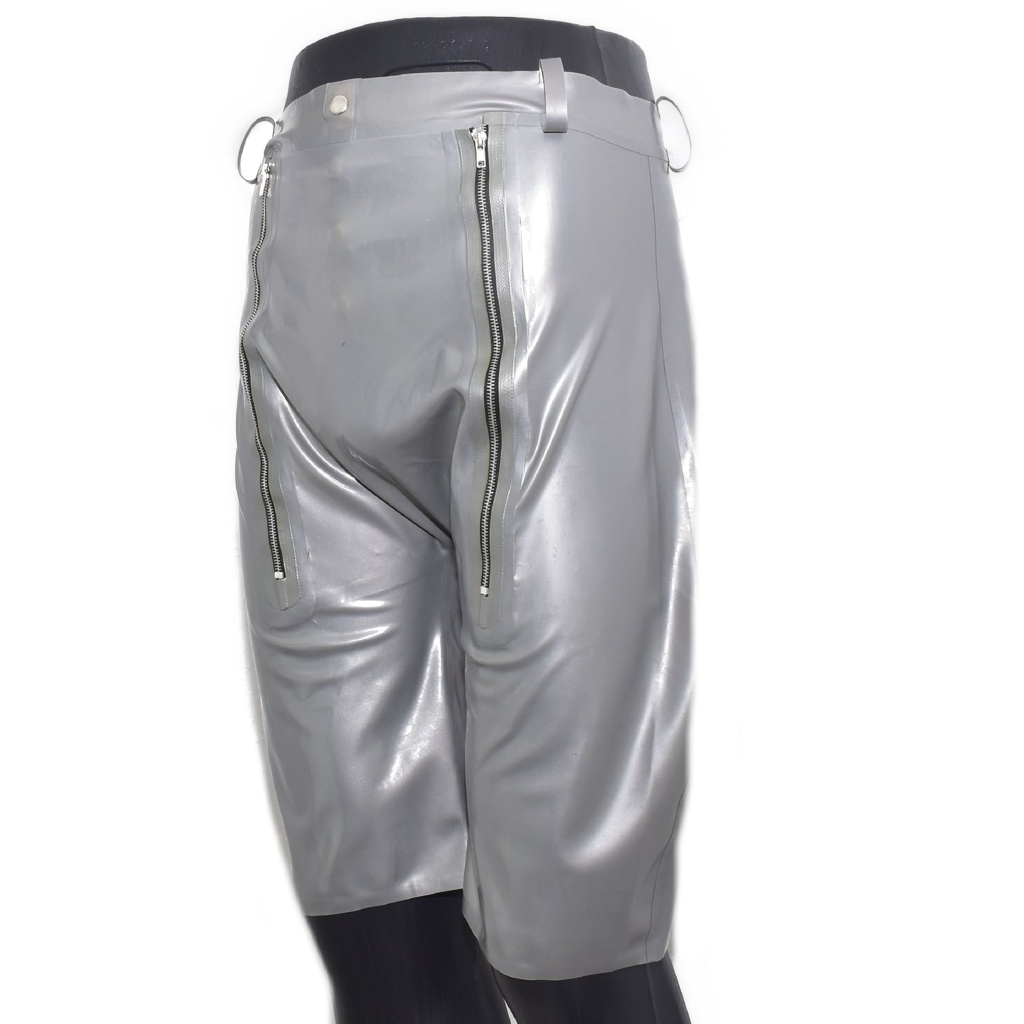 Latex Shorts mit Doppel-Reißverschluss/Innenbeutel Druckknöpfe