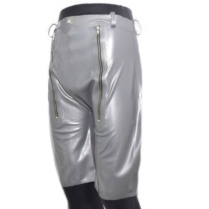 Latex Shorts mit Doppel-Reißverschluss/Innenbeutel Druckknöpfe