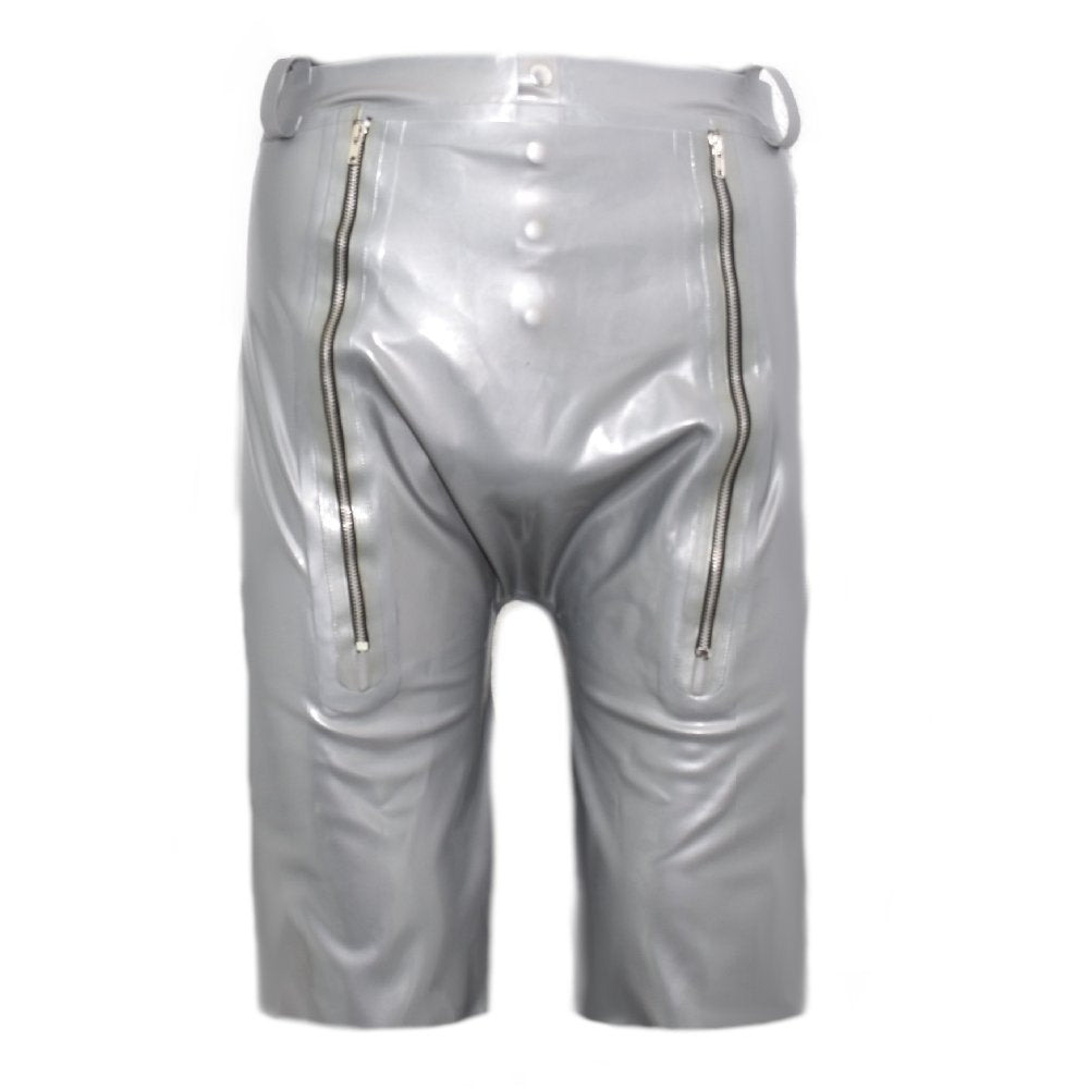 Latex Shorts mit Doppel-Reißverschluss/Innenbeutel Druckknöpfe