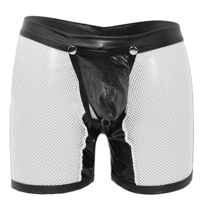 Long Pants Mesh Faux Leather Open Back