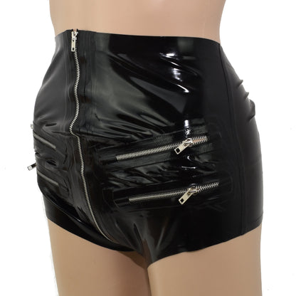 Latex Damen Hotpants mit Reißverschluss