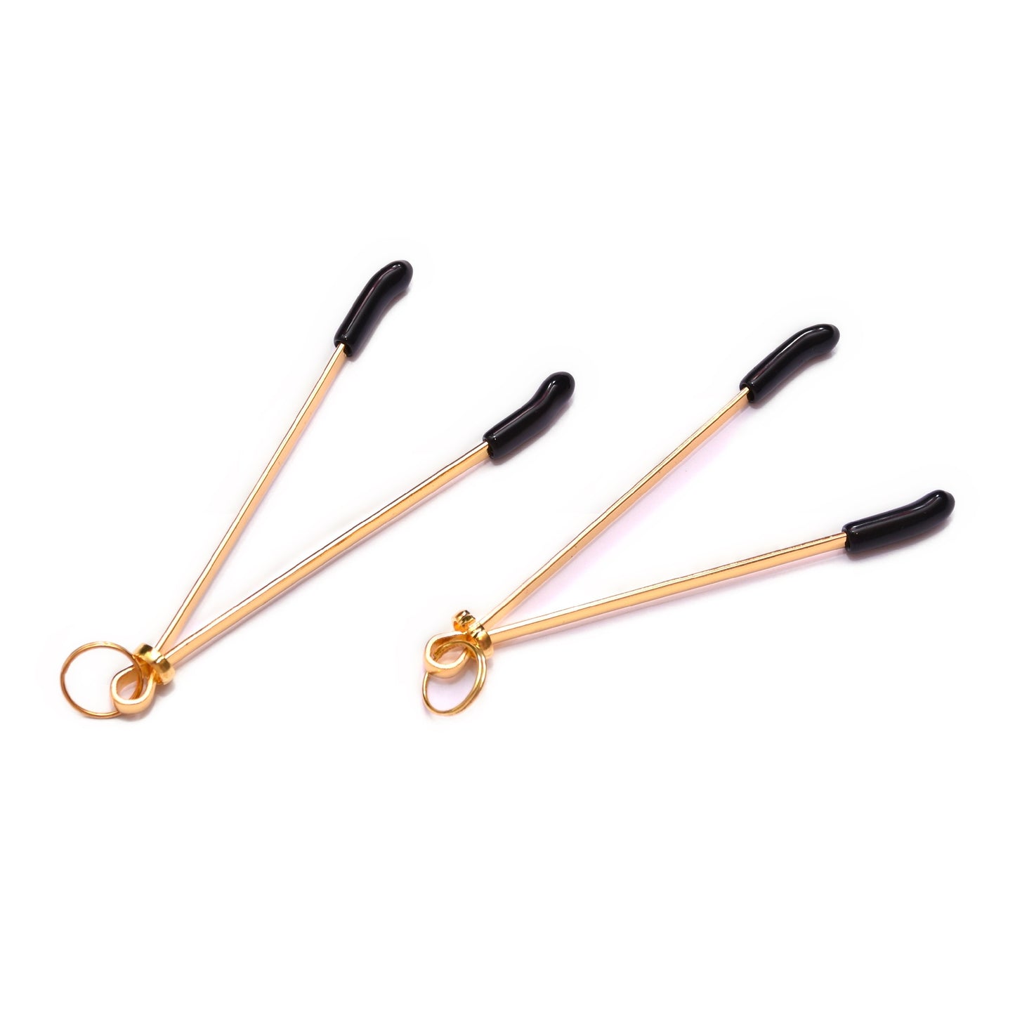 Black strong Mimi nipple clip in needle shape, gold