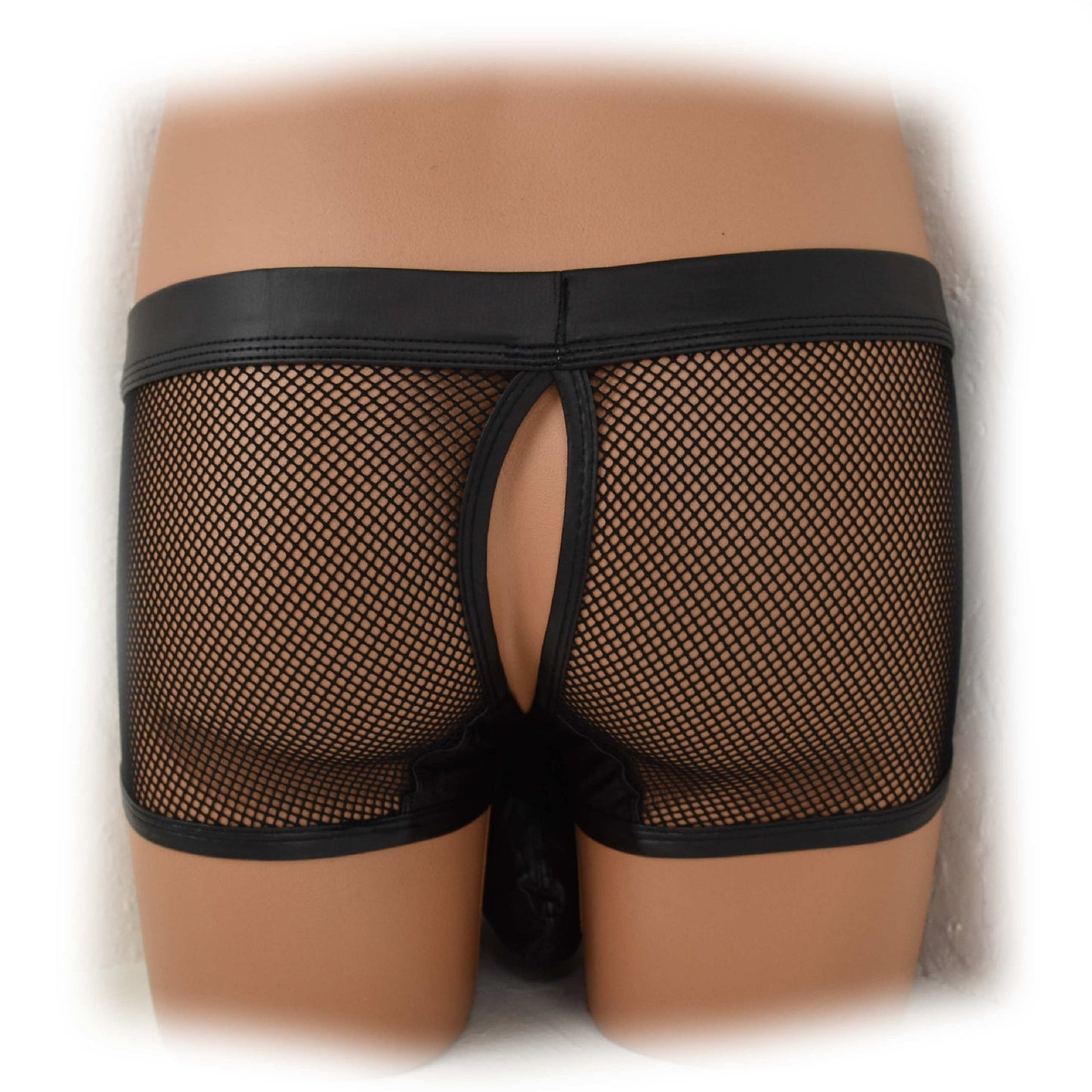 Transparent mesh underwear made of PU leather