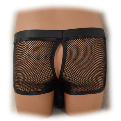 Transparent mesh underwear made of PU leather