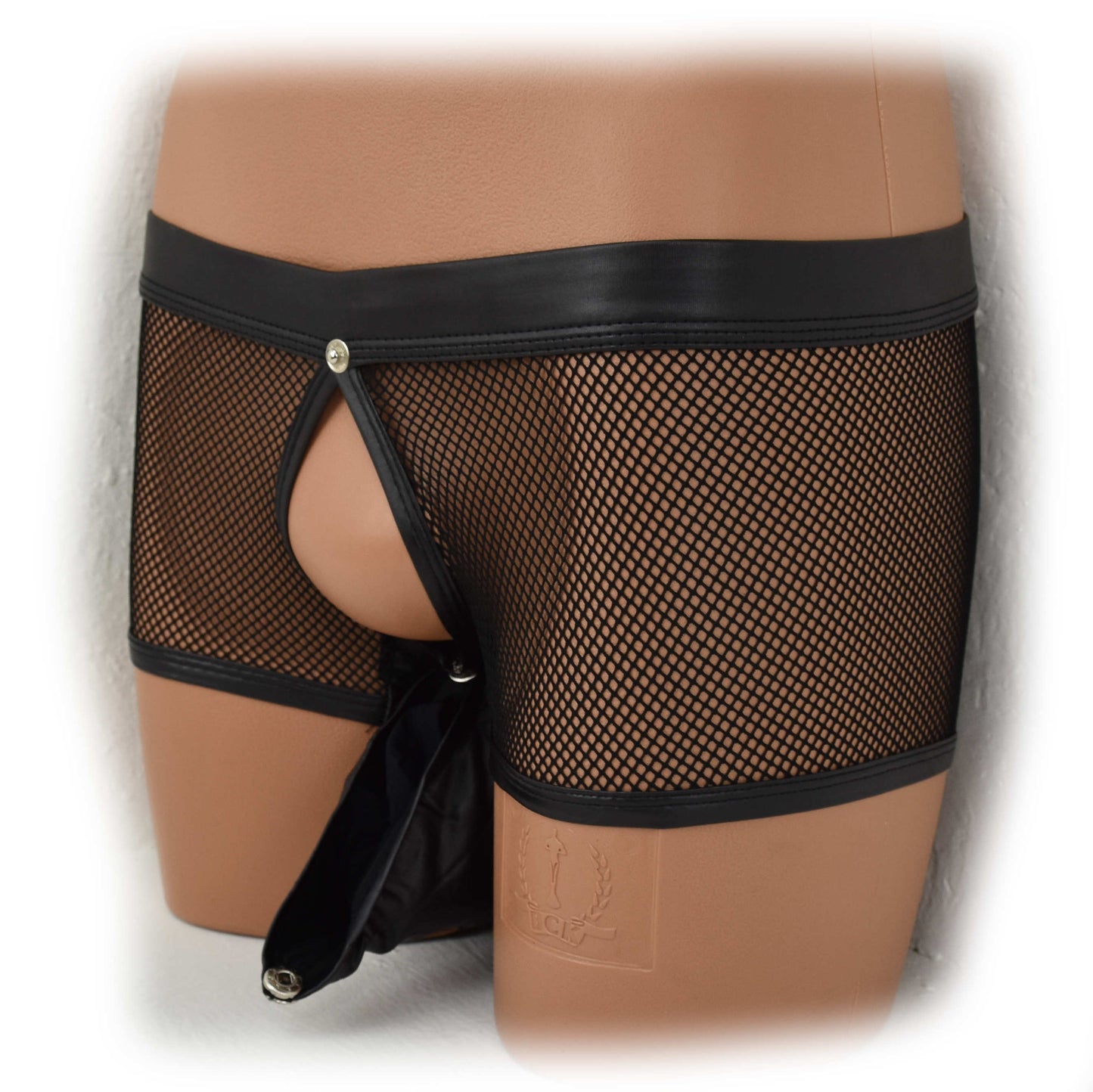 Transparent mesh underwear made of PU leather