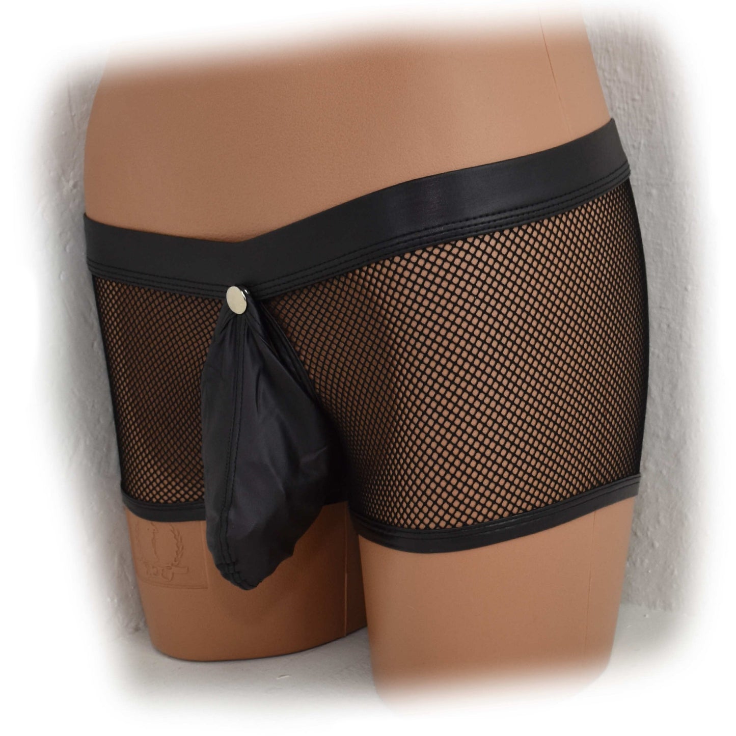 Transparent mesh underwear made of PU leather