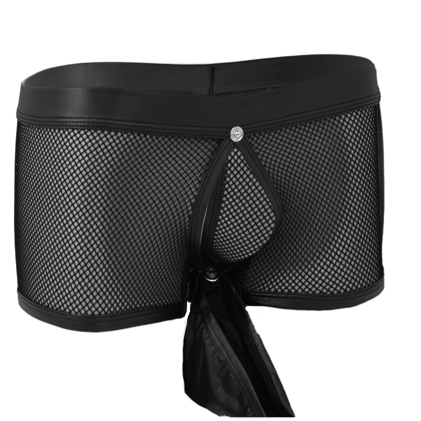 Transparent mesh underwear made of PU leather
