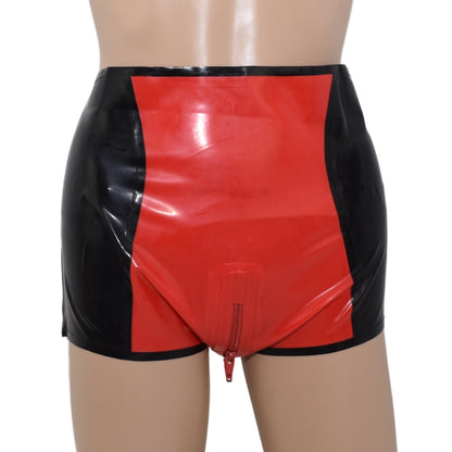 Latex Damen Hotpants Zwei-Wege-Reißverschluss