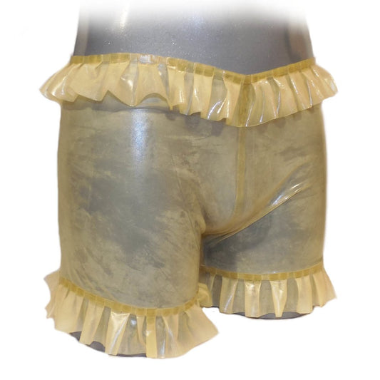 Latex Shorts  mit Rüschen Bund und Bein