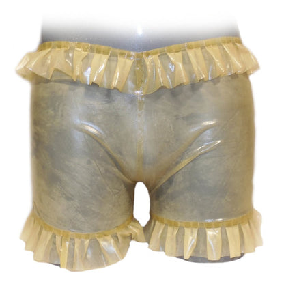 Latex Shorts  mit Rüschen Bund und Bein