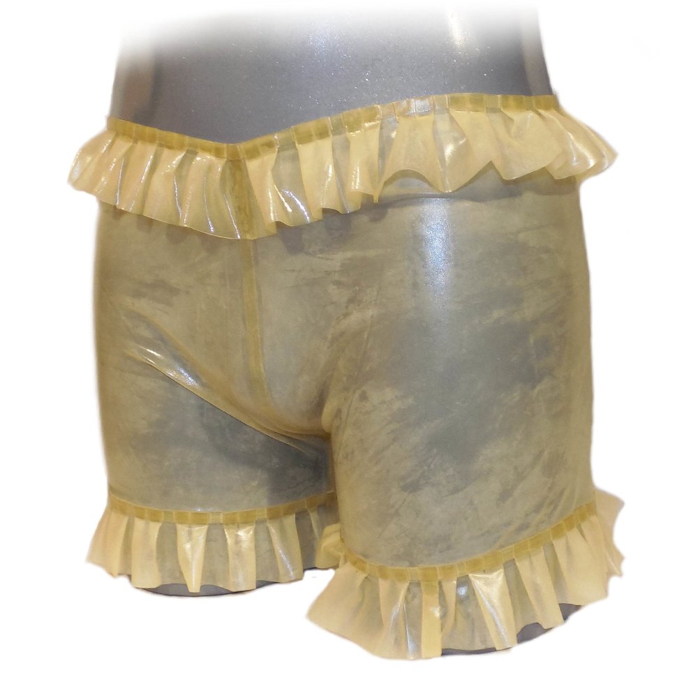 Latex Shorts  mit Rüschen Bund und Bein