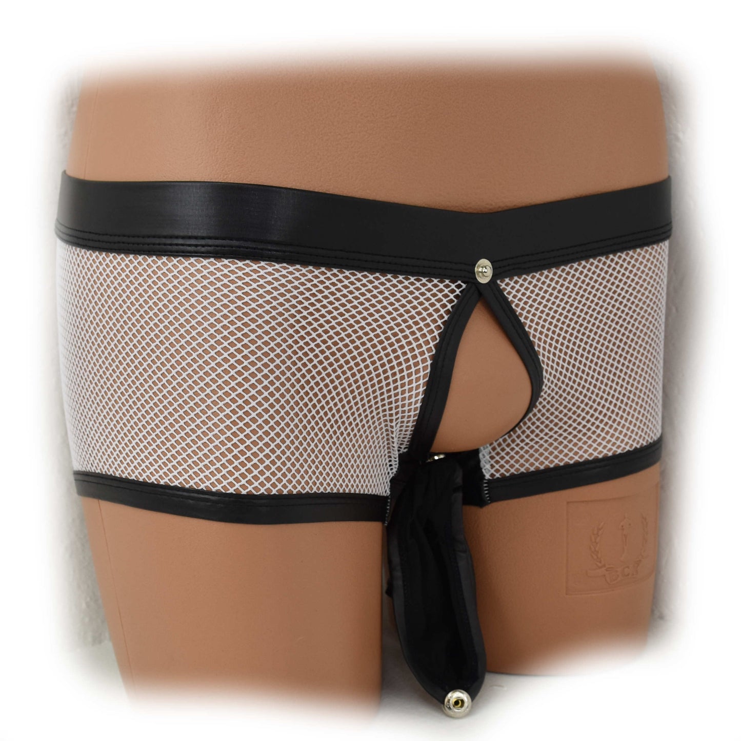 Transparent mesh underwear made of PU leather