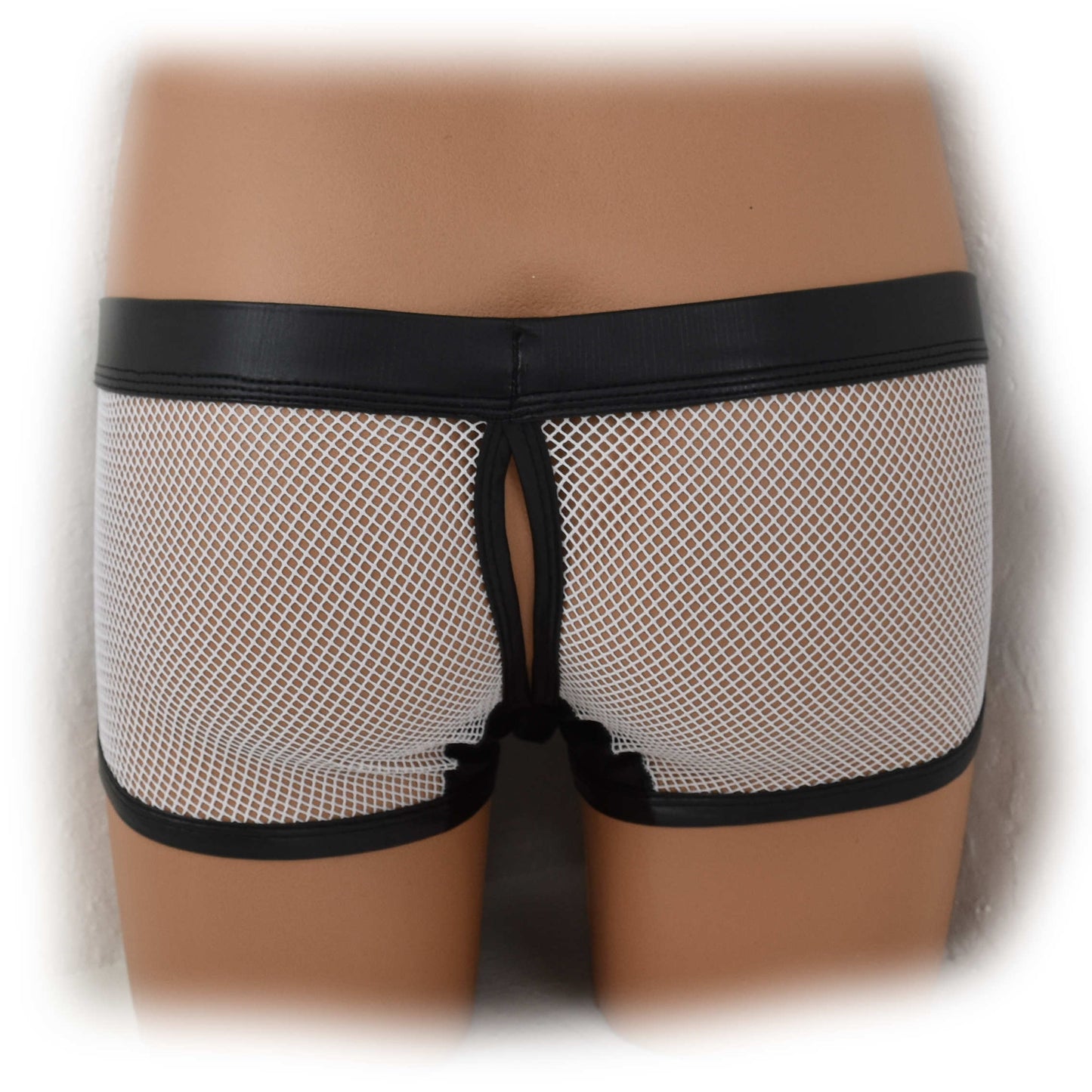 Transparent mesh underwear made of PU leather