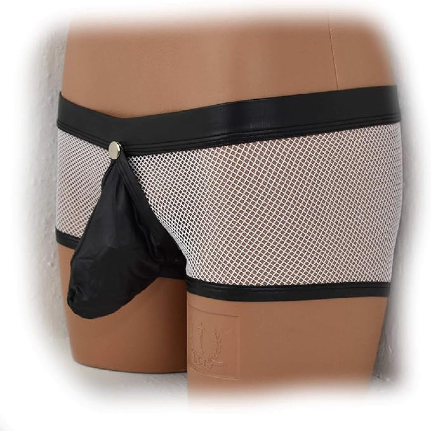 Transparent mesh underwear made of PU leather