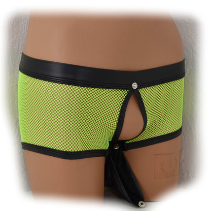 Transparent mesh underwear made of PU leather