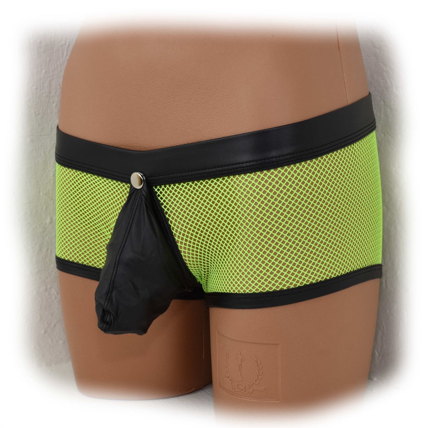 Transparent mesh underwear made of PU leather