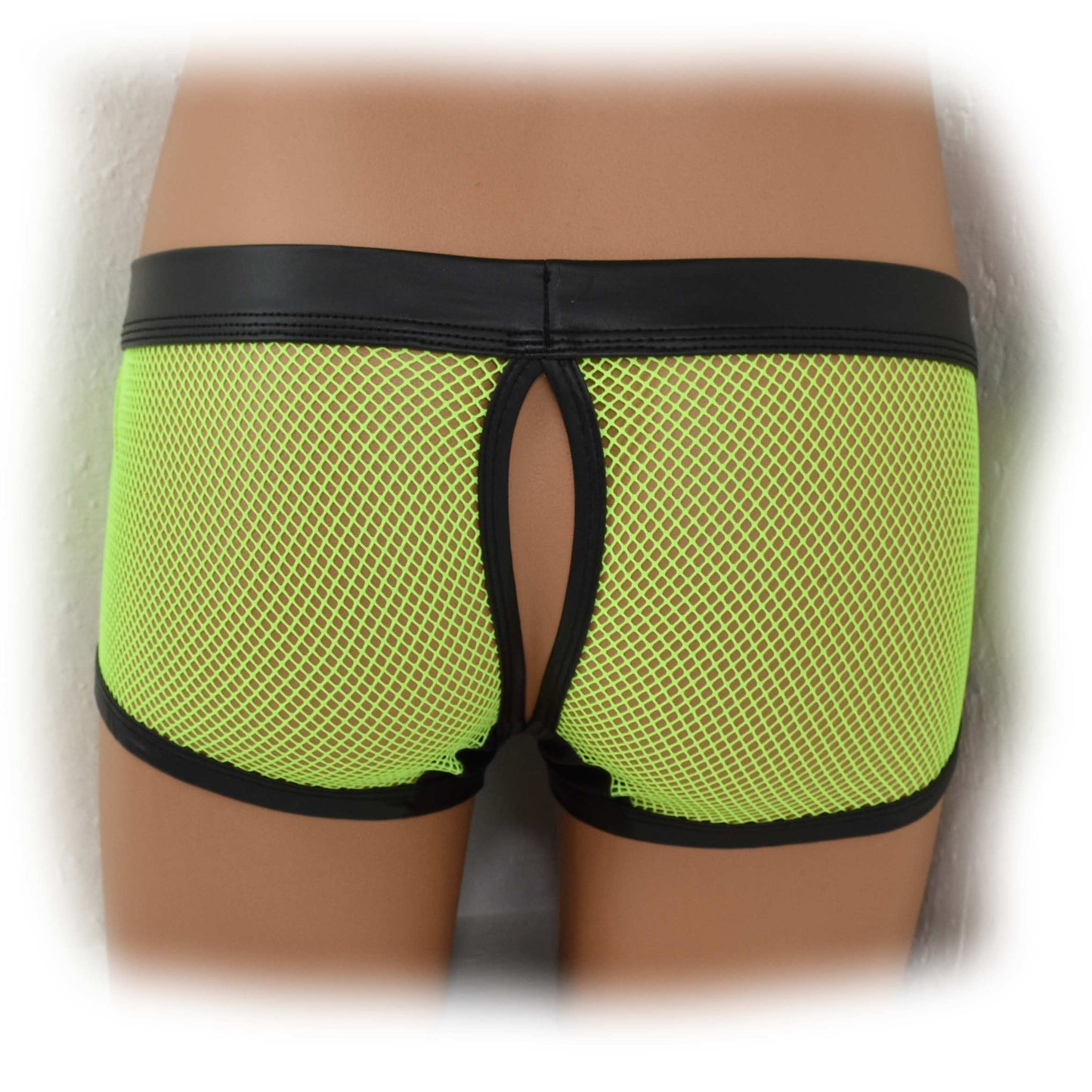 Transparent mesh underwear made of PU leather