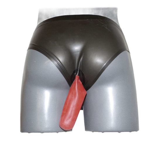 Latex Slip mit Analkondom und Penisschaft - 0,4 mm Handmade
