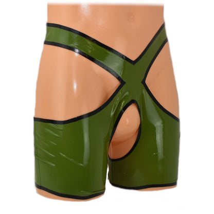 Latex shorts with open crotch