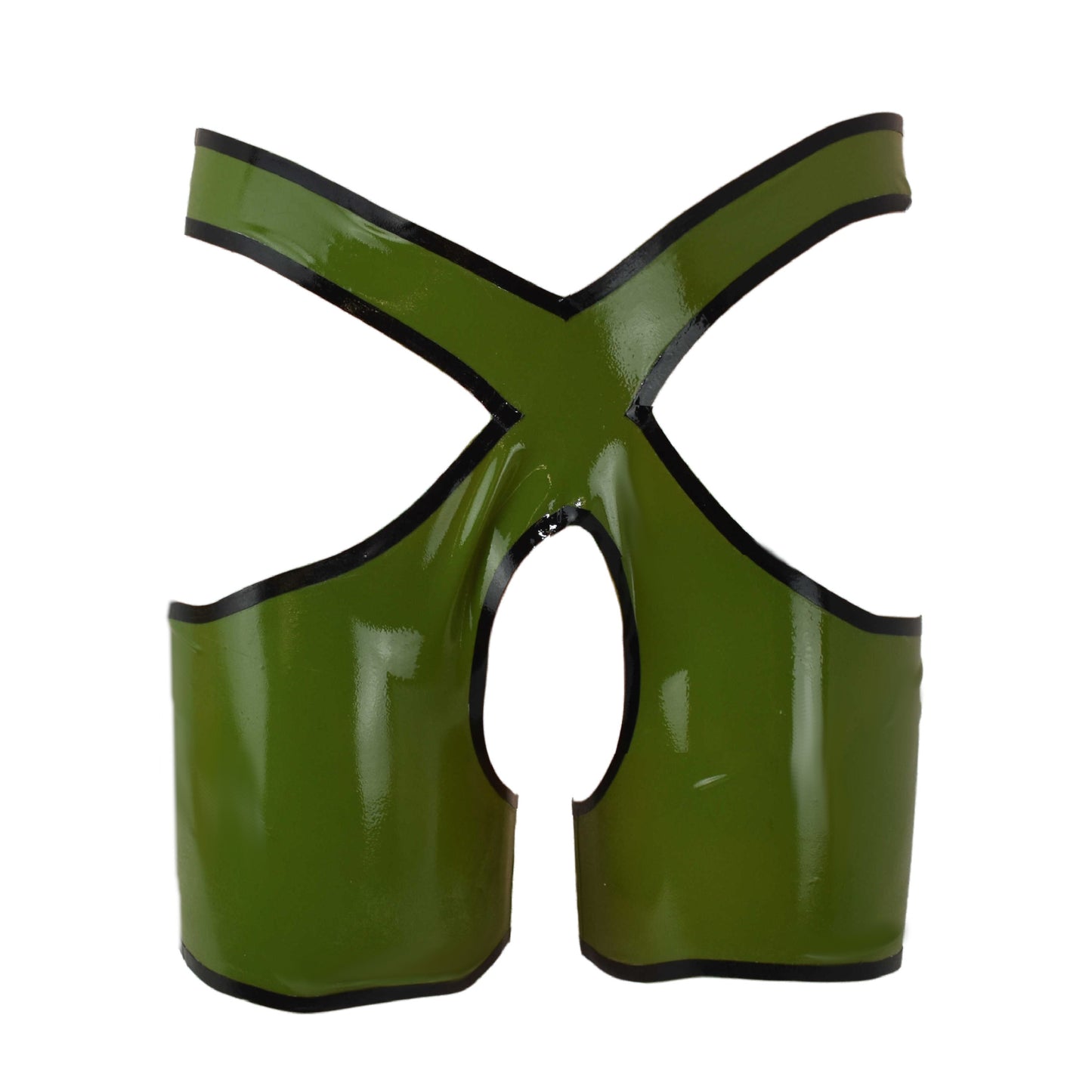 Latex shorts with open crotch