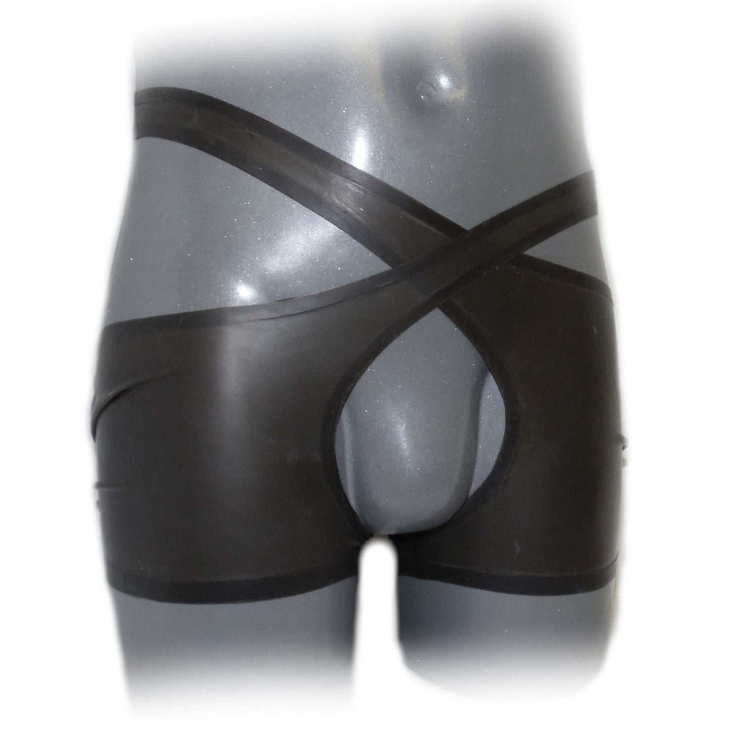 Latex Shorts open cortch in transparent Look Pair