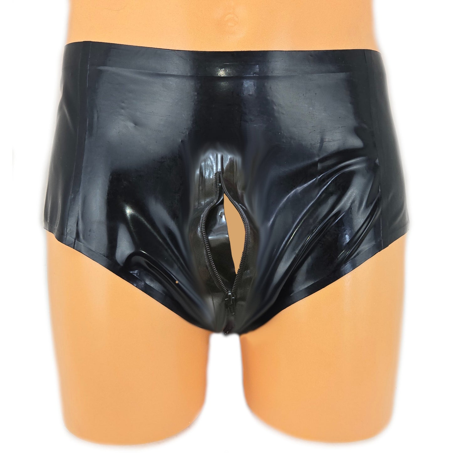 Latex Slip mit Reißverschluss und Analkondom 0,4