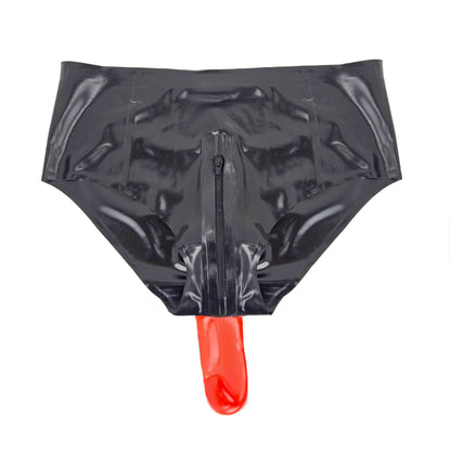 Latex Slip mit Reißverschluss und Analkondom 0,4