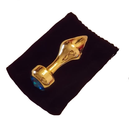 Analplug aus Goldfarbenen Edelstahl mit Schmuckstein