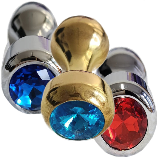 Analplug aus Goldfarbenen Edelstahl mit Schmuckstein