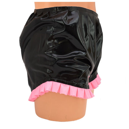 Latex Slip ouvert mit Rüschen am Beinausschnitt