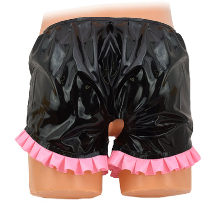 Latex Slip ouvert mit Rüschen am Beinausschnitt