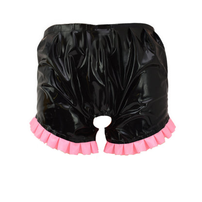 Latex Slip ouvert mit Rüschen am Beinausschnitt